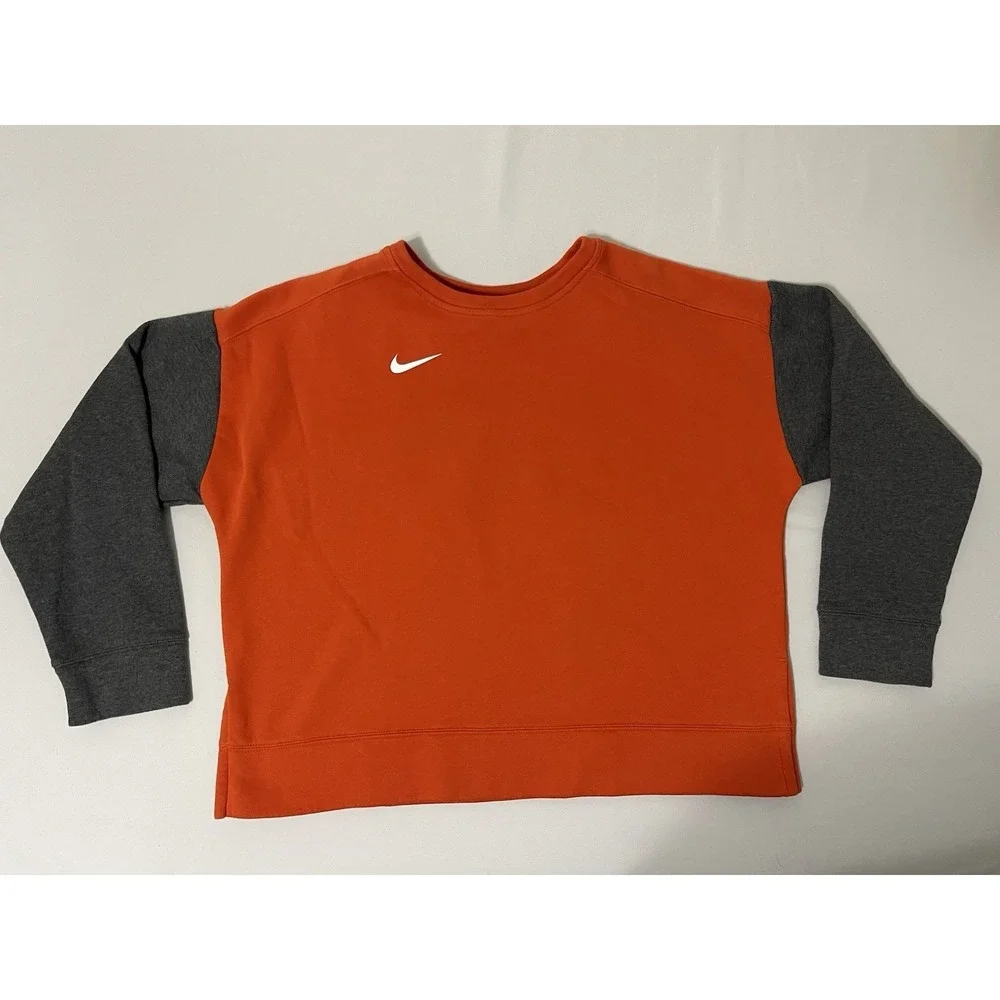 Nike Sideline Crew Neck Sweatshirt Women's XL Orange‎ Grey DH3780 Boxy Fit